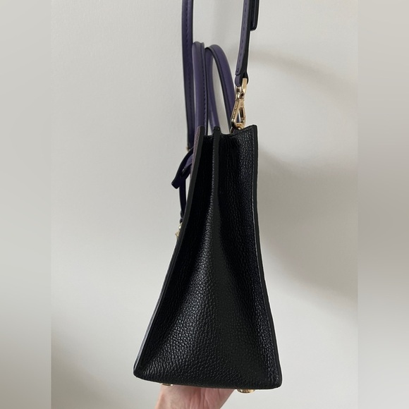NWOT MICHAEL KORS MERCER Studio colorblock messenger Leather damson iris bagtote - Picture 7 of 11
